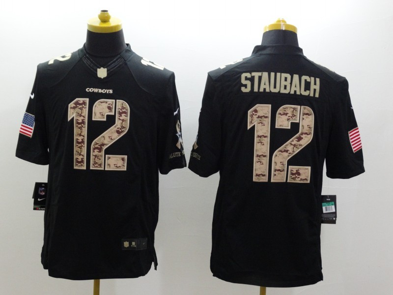 Men's Dallas Cowboys Roger Staubach #12 Black Jersey